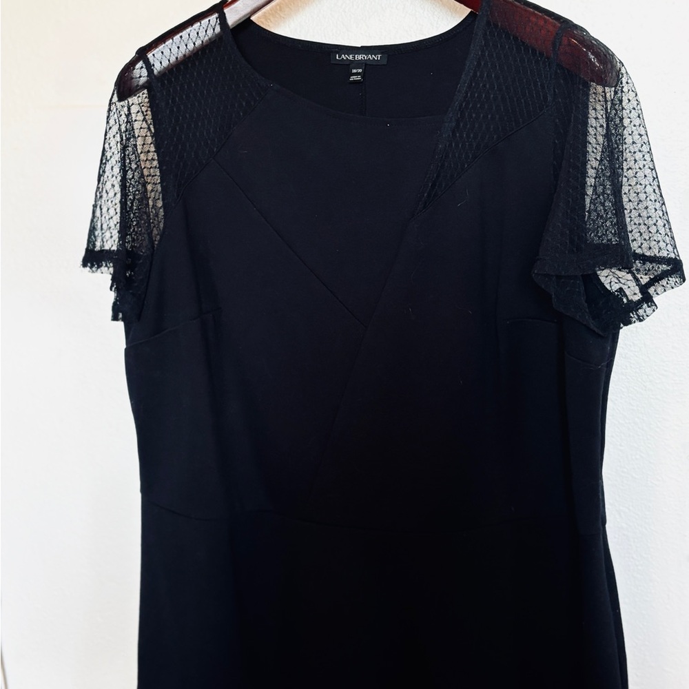 Lane Bryant Black Peplum Lace Detail Sleeve Top 18/20